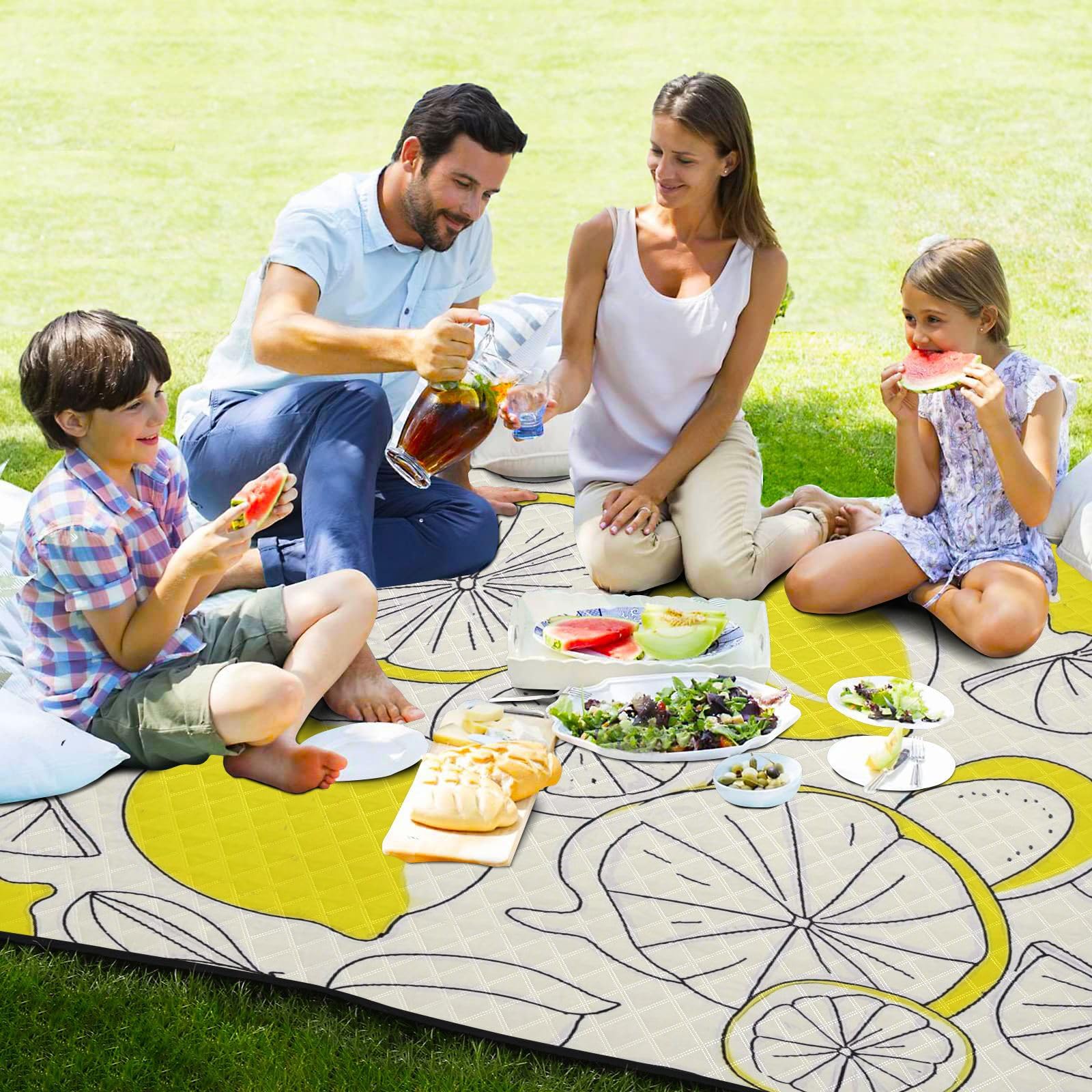 Sketch - Manta impermeable para picnic de verano, color amarillo limón, para exteriores, resistente al agua, para fiestas, pícnic, para personas al aire libre, concierto, manta para día de