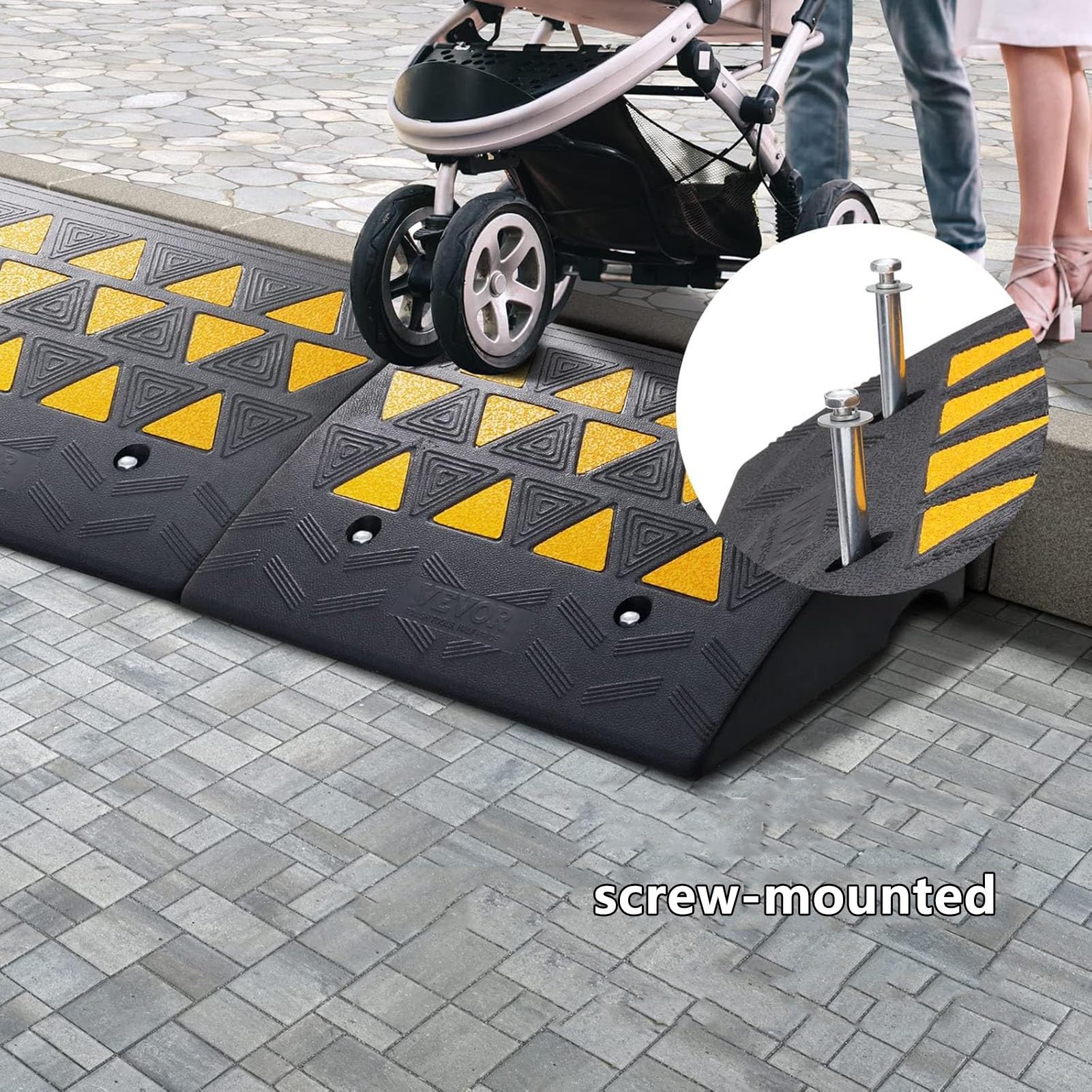 Rampa para Bordillos de Goma con Tiras Reflectantes de Seguridad, Rampa de Umbral Antideslizante Resistente para Coche Silla de Ruedas Moto
