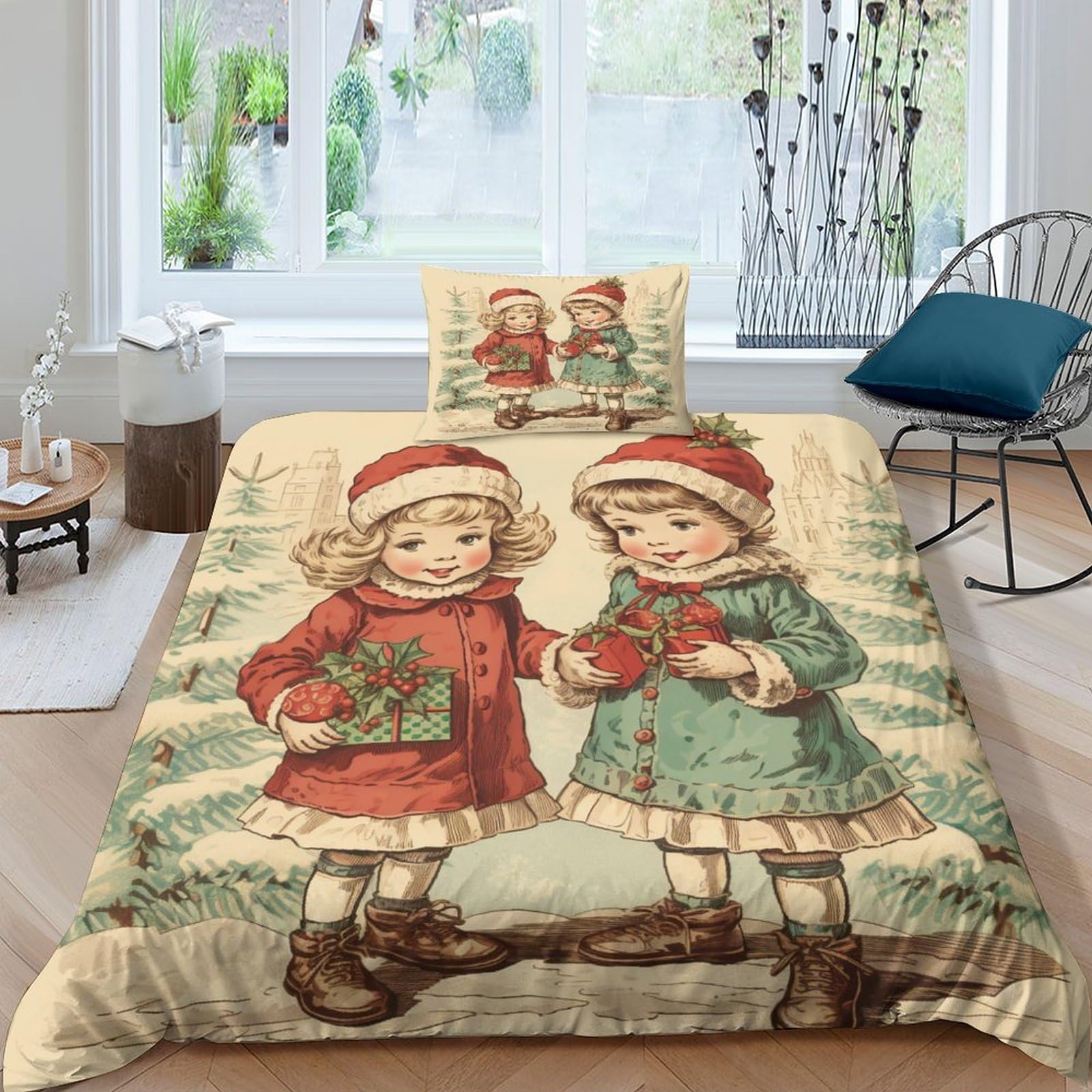 Housse de couette Noël avec fermeture éclair, le cadeau de lit parfait