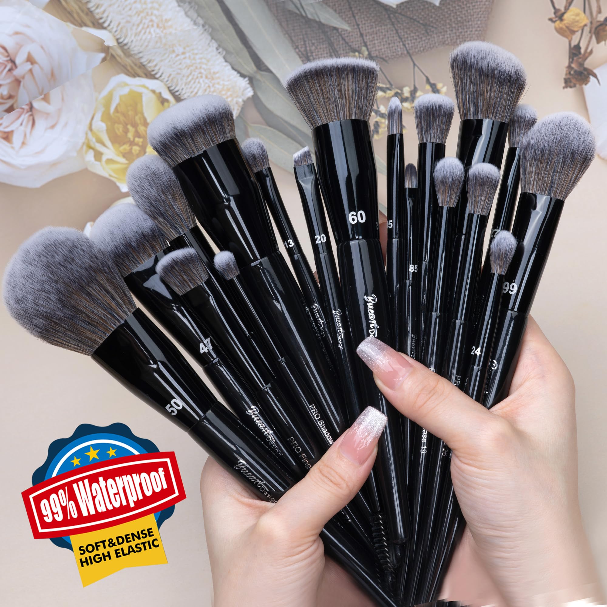Bueart Design Juego de brochas de maquillaje profesional, 19 piezas, cerdas sintéticas veganas, la herramienta perfecta para aplicar rubor, contorno y polvo
