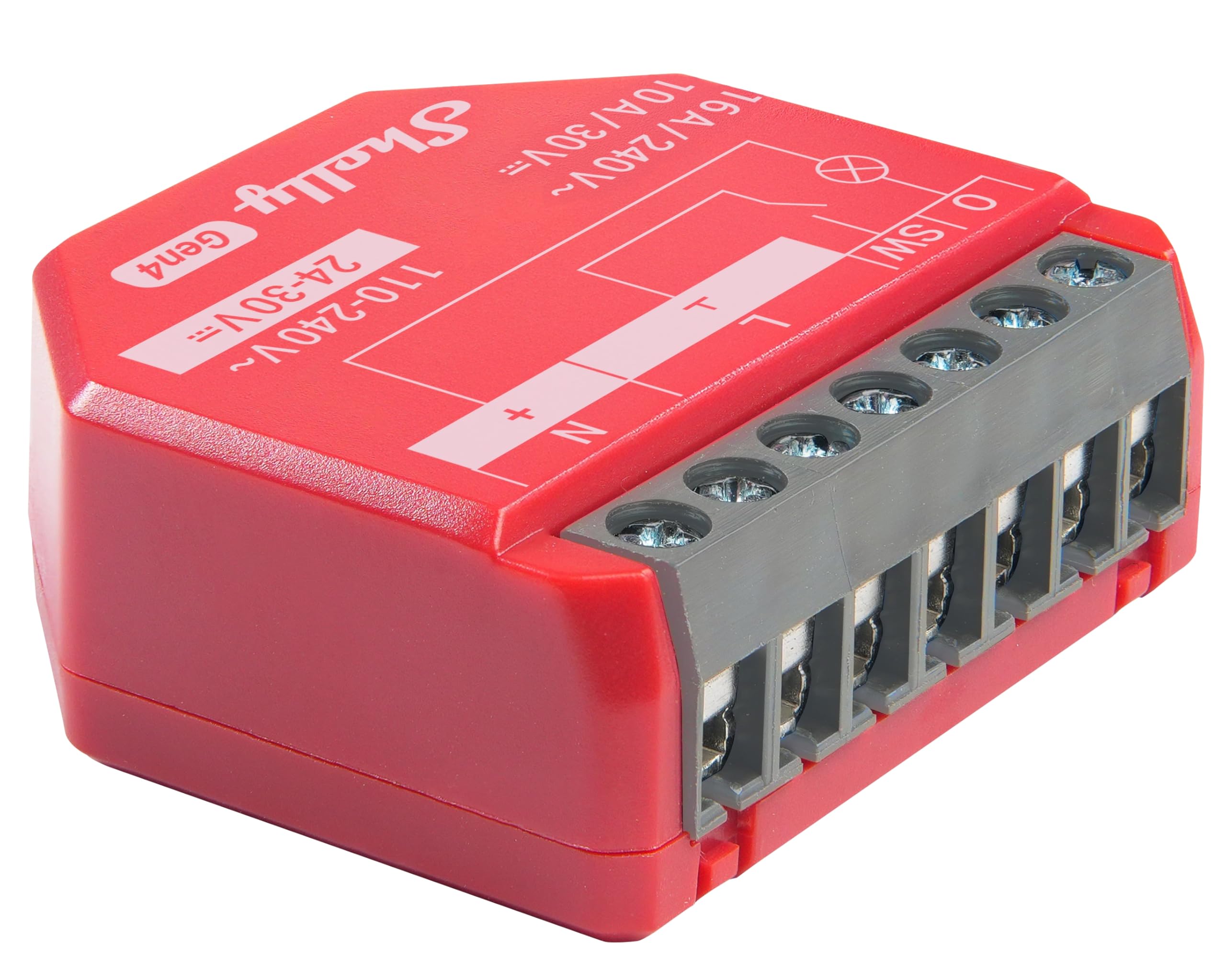 SHELLY Relais 1PM Gen4, 16 A, WLAN, Bluetooth, rot, 4 Stück