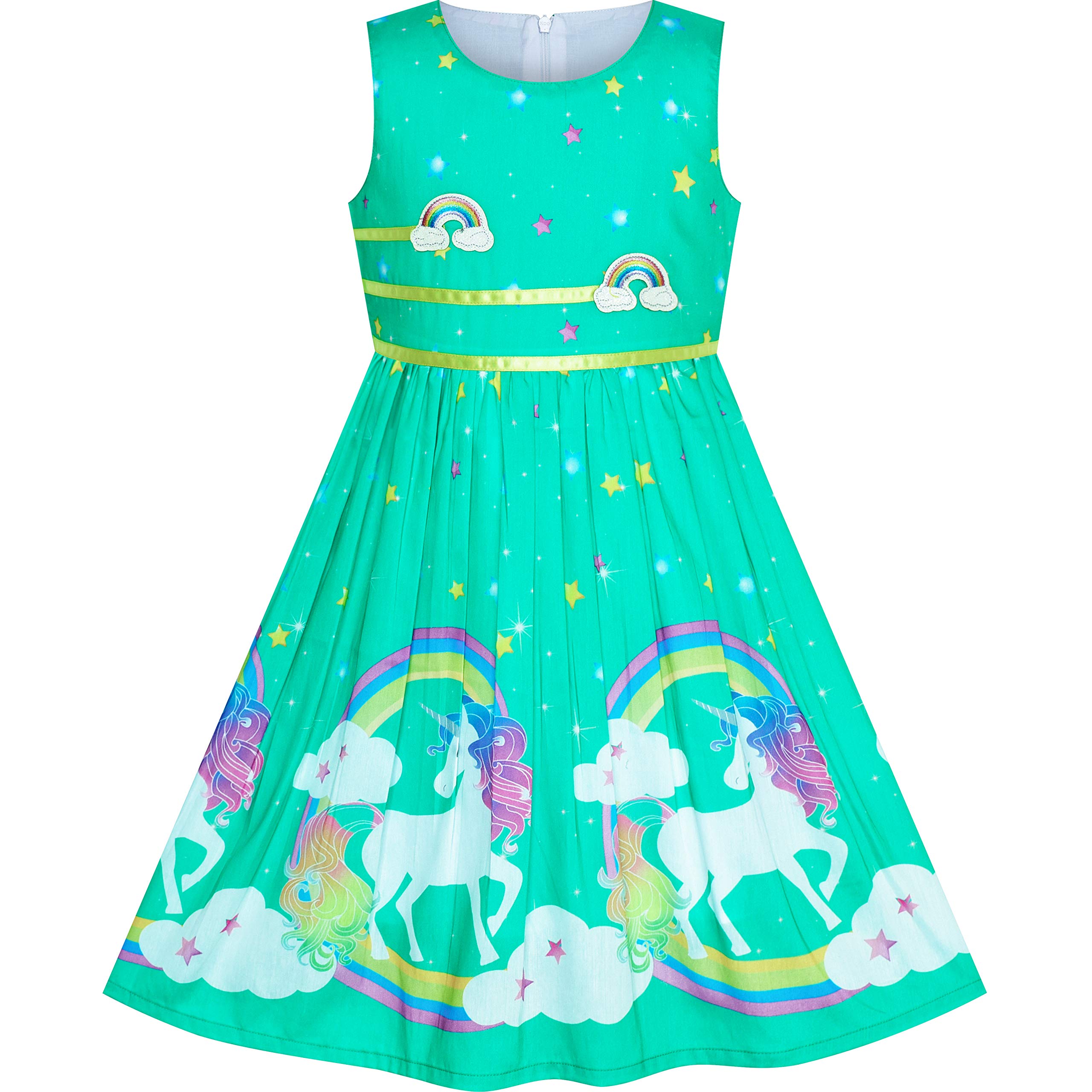 Sunny Fashion Girls Dress Rose Flower Double Bow Tie Party Sundress