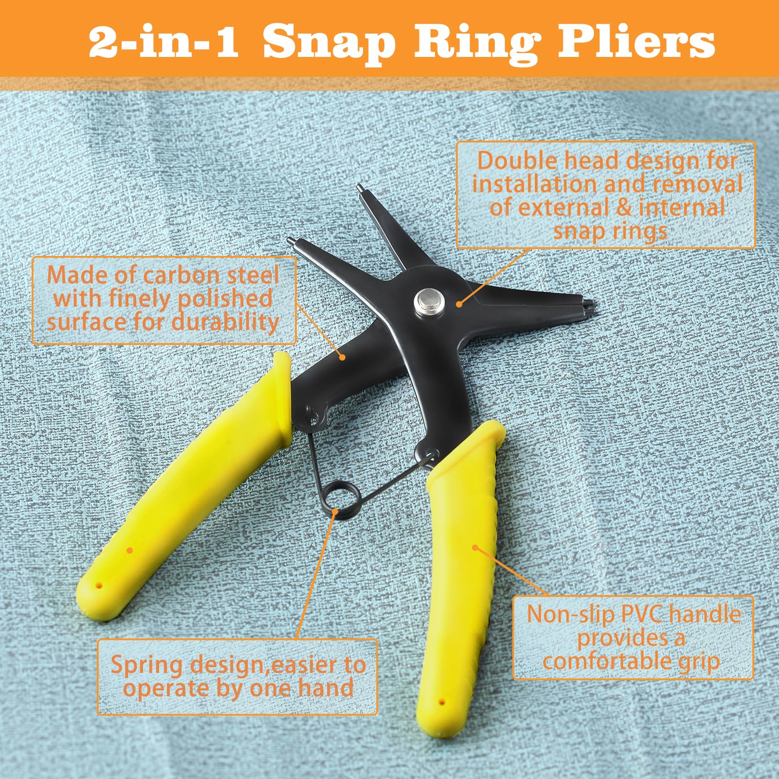 2 In 1 Snap Ring Pliers Internal External Circlip Pliers Straight Lock Ring Pliers For Ring Remover Retaining, Dual-purpose Retaining Ring Plier C-clip Plier | Philippines - View #3