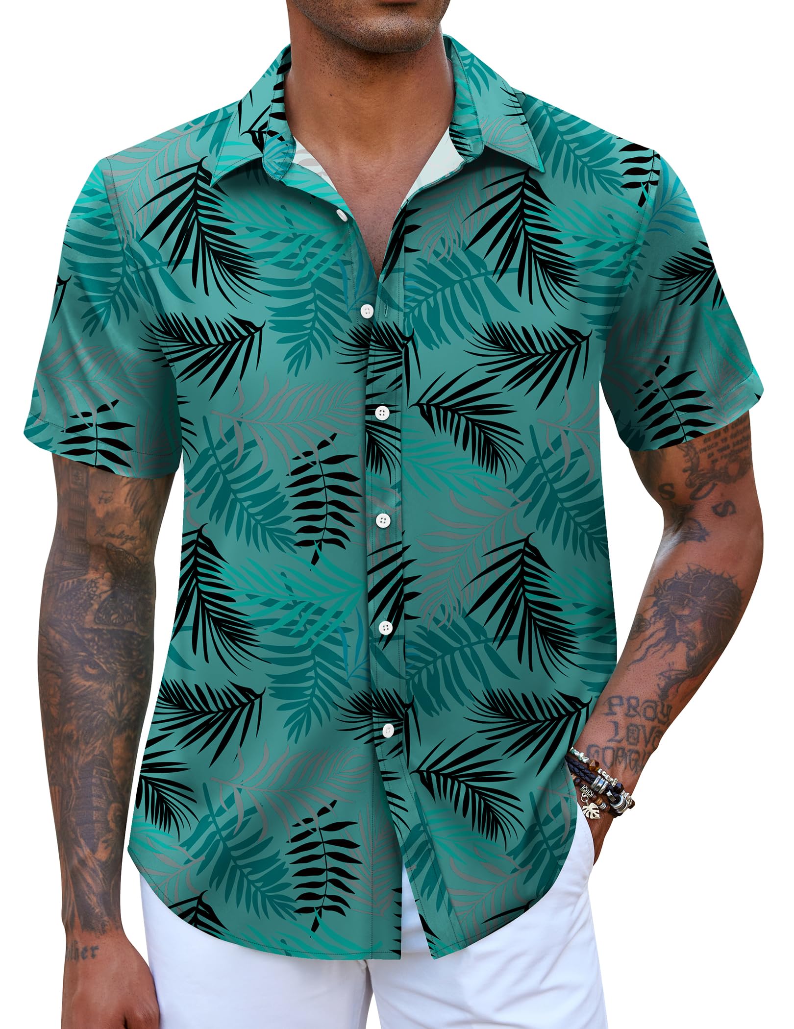 COOFANDY Mens Hawaiian Shirts Short Sleeve Button Down Aloha Shirt Casual Beach Clothes