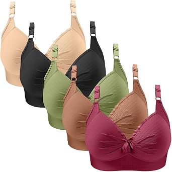 5 Pack Bras for Women No Underwire Seamless Bra Push Up Bralettes Full Coverage Push Up Wireless Bras for Ladies
