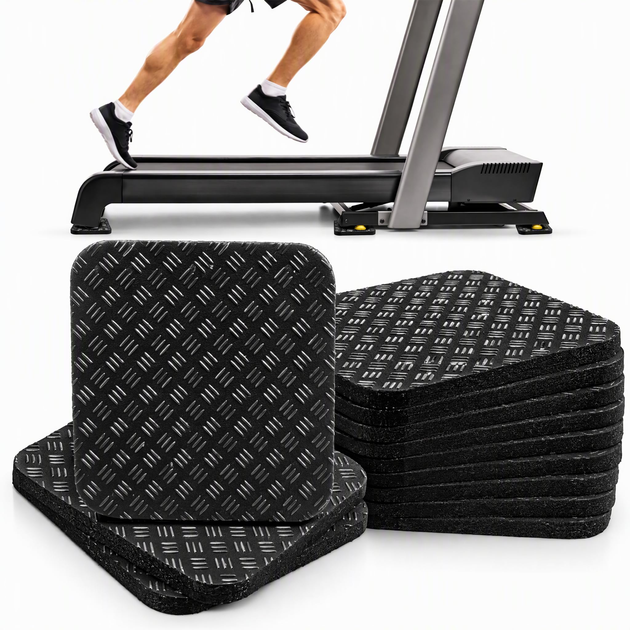 Nagpew 12 Pcs Treadmill Mat Pads, Double-sided Non Slip Workout Mats