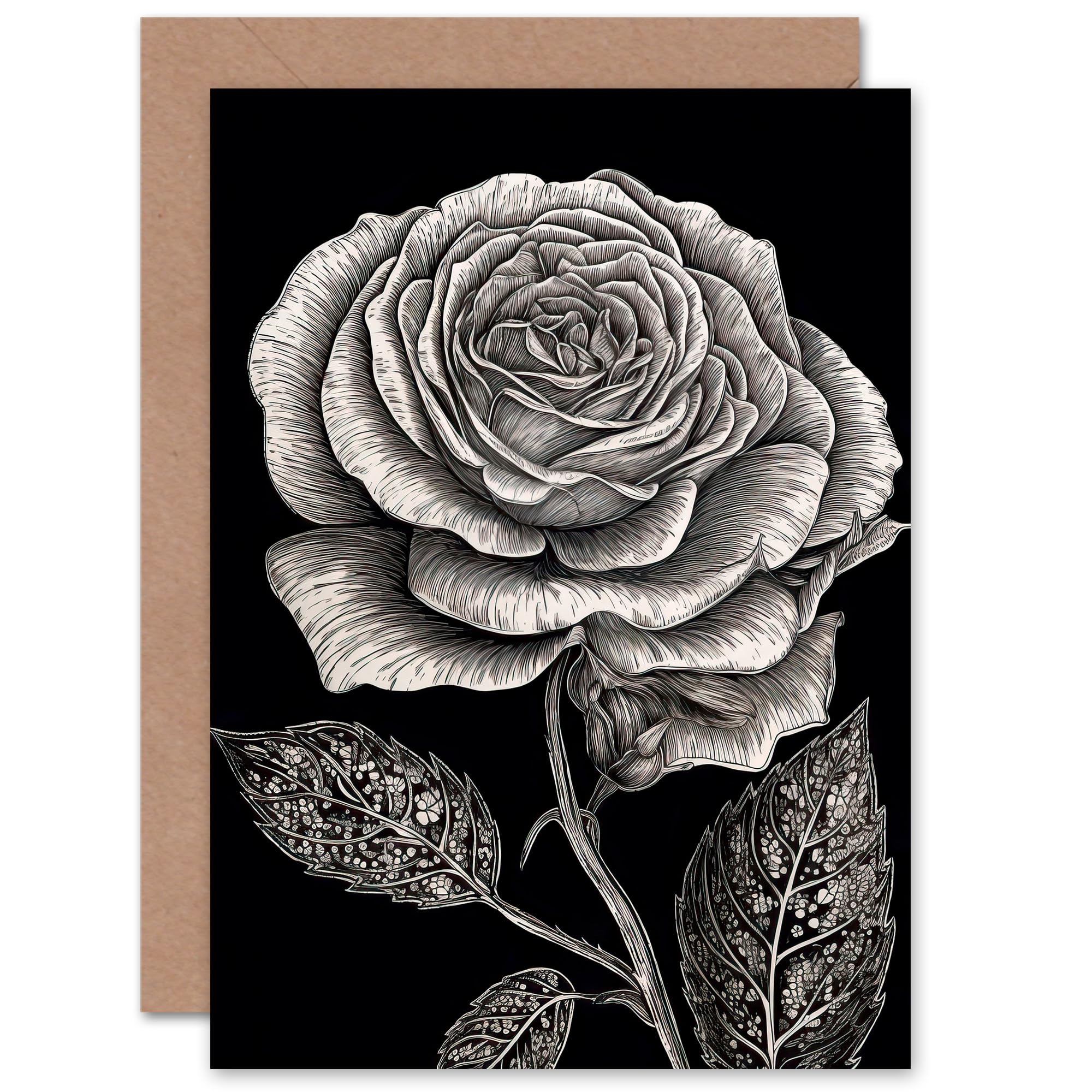 Artery8 Single Rose Bloom Spectacular for Wife Her Mum Sister Daughter Mom Gran Nan Birthday Thank You Valentines Day Blank Art Greeting Card