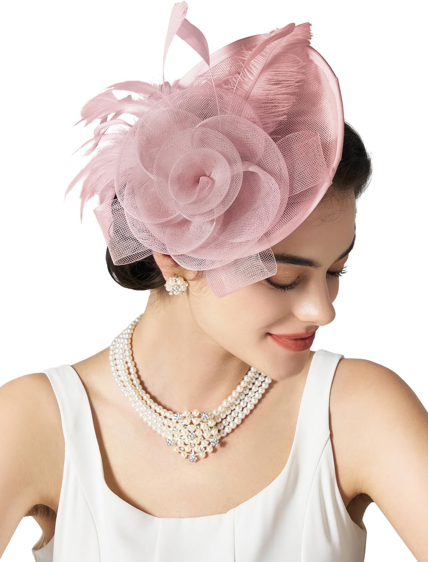 SWEETV Flower Sinamay Tea Party Fascinators for Women, Kentucky Derby Hats for Church, Cocktail, Wedding, Fancy Dress Party