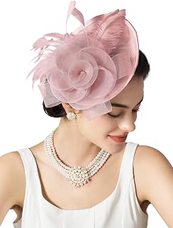 SWEETV Flower Sinamay Tea Party Fascinators for Women, Kentucky Derby Hats for Church, Cocktail, Wedding, Fancy Dress Party