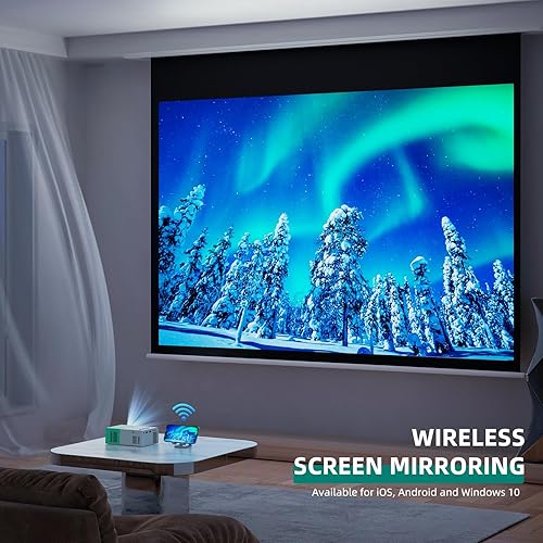 Miniatura 5 de Proyector WiFi portátil proyector de película, teléfono o tableta se puede duplicar en los proyectores de video a través de WiFi o cable de datos,