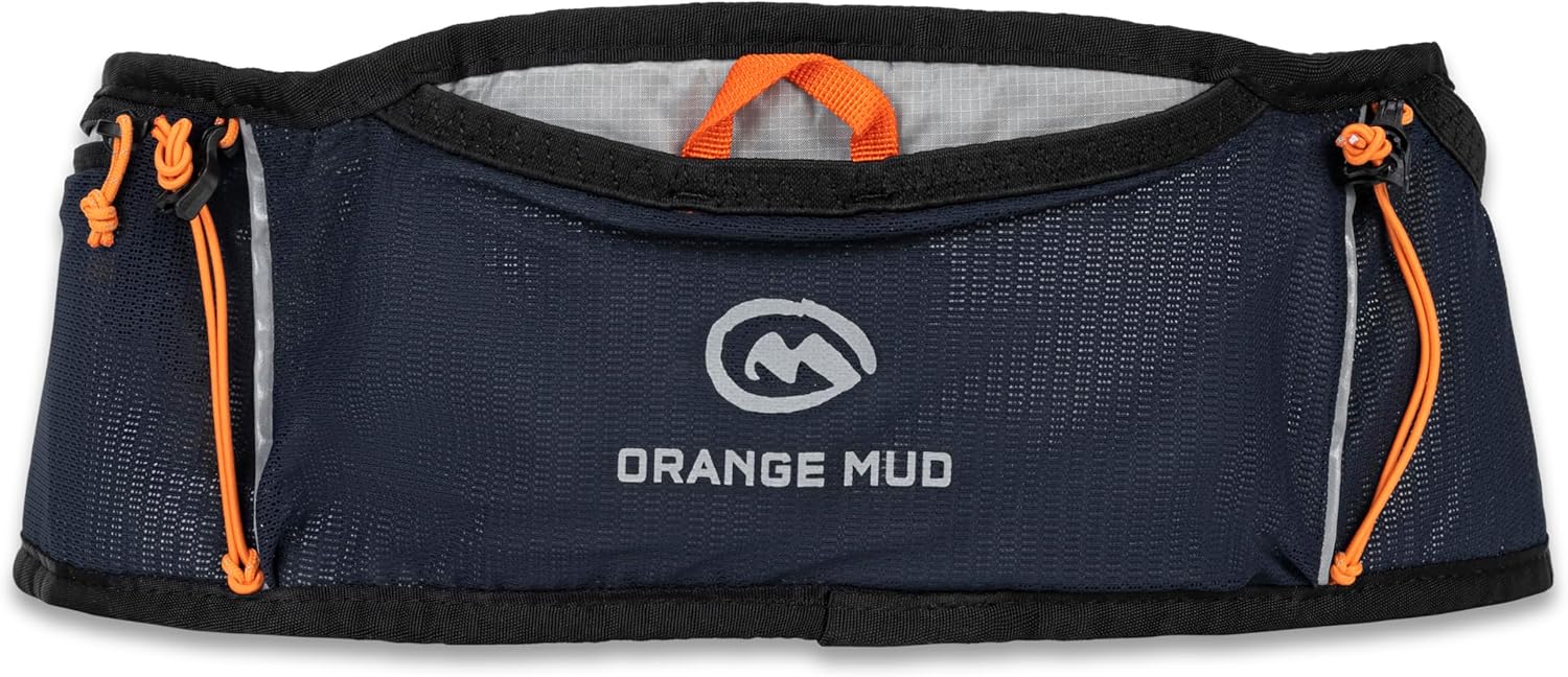 Orange Mud Gearhead Running Belt with 1 Soft Flask – No-Bounce Trail & Road Running Waist Pack, Ultra-Light Design, Adjustable Fit, Dual Zippered Pockets, Reflective Trim
