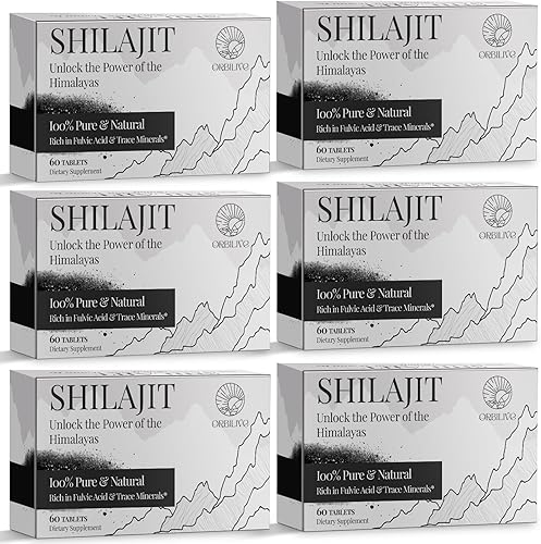 Tabletas de Shilajit de 30,000 mg, 100% Shilajit puro, orgánico del Himalaya, Shilajit para hombres y mujeres ricos en ácido fúlvico y más de 85