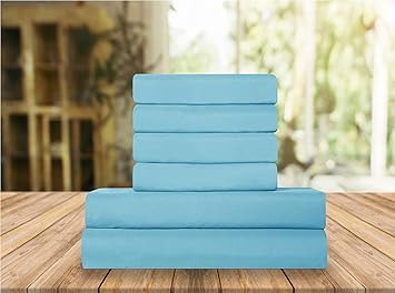 Elegant Comfort Luxury Soft Bed Sheets 1500 Premium Hotel Quality Microfiber Softness Wrinkle and Fade Resistant (6-Piece) Bedding Set, Full, Aqua Blue