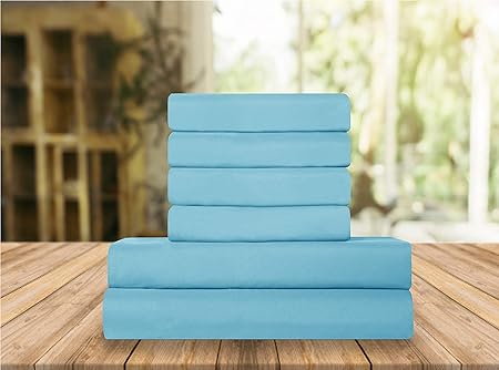 Elegant Comfort Luxury Soft Bed Sheets 1500 Premium Hotel Quality Microfiber Softness Wrinkle and Fade Resistant (6-Piece) Bedding Set, Full, Aqua Blue