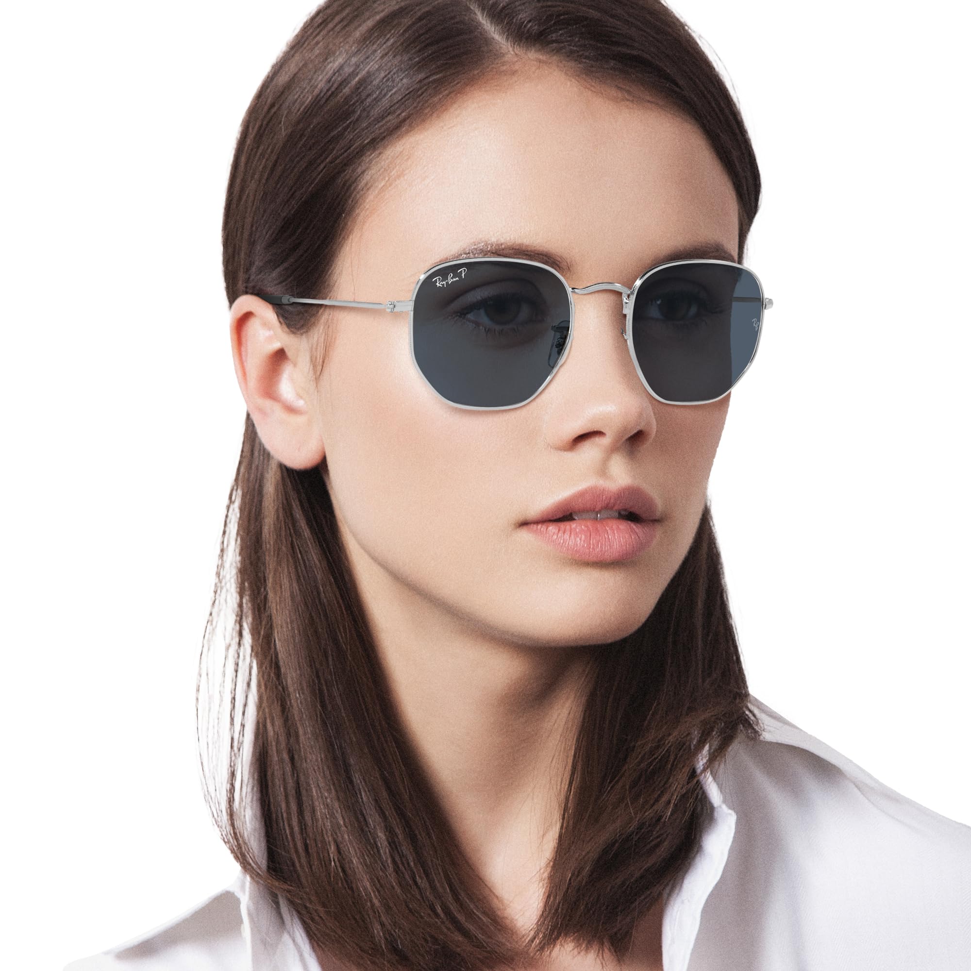 Ray-Ban Sonnenbrille RB3548N HEXAGONAL 003/02 Unisex Farbe Silber Glas Blau Größe 51 mm