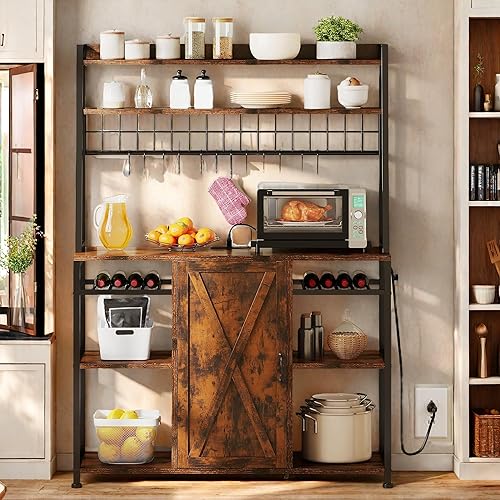 Miniatura 2 de YITAHOME Soporte grande para microondas de 39 pulgadas con toma de corriente, estante de almacenamiento independiente para electrodomésticos con