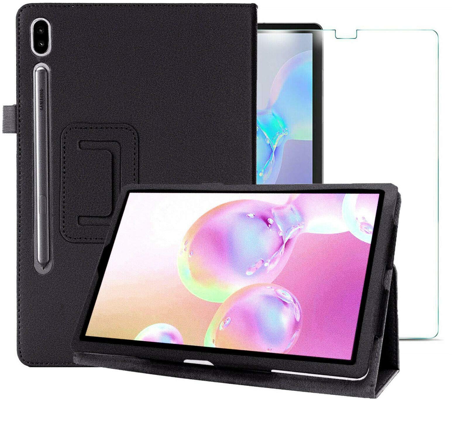 Compatible for SAMSUNG GALAXY TAB S6 CASE LEATHER FOLIO STAND COVER & GLASS PROTECTOR T860