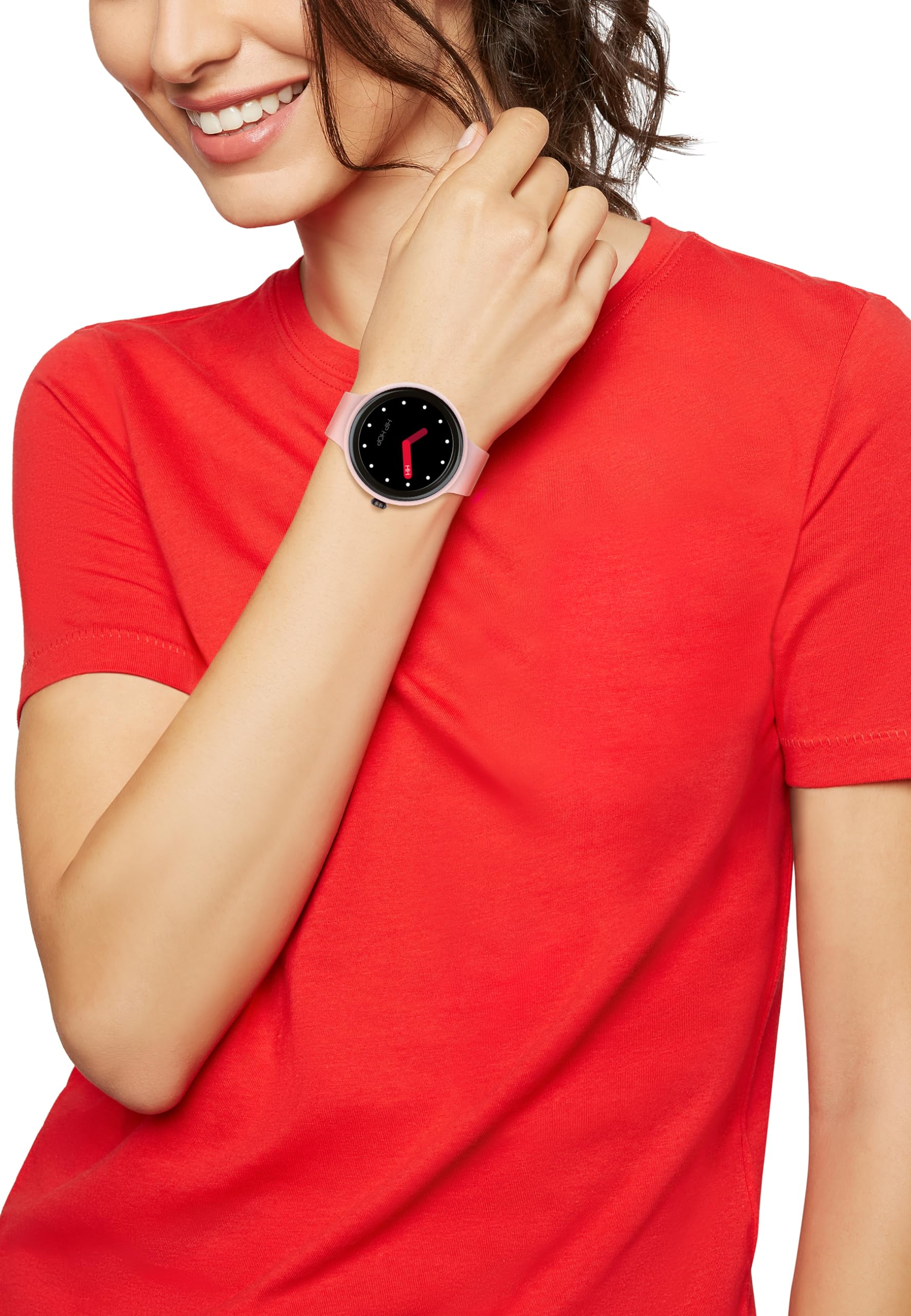 HIP HOP Damski zegarek HERO.NEXT mono-color dial czarny mechanizm SMARTWATCH SMARTWATCH i różowy pasek silikonowy, niebieski HWU1203