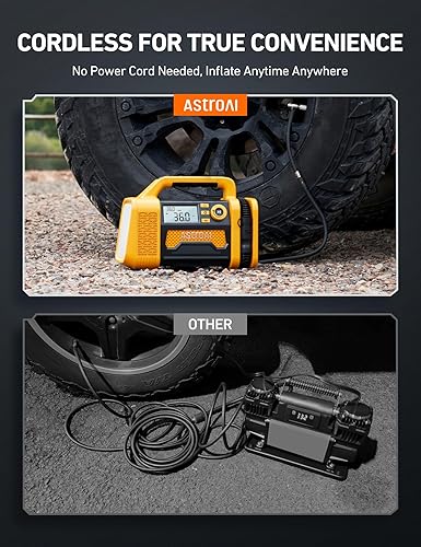 Miniatura 8 de AstroAI TC3 - Compresor de aire portátil para neumáticos, compresor de aire todoterreno para camión, 150 PSI con pantalla digital, bomba de aire