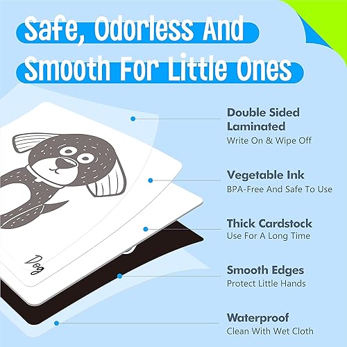 Miniatura 33 de Tarjetas de estimulación visual de 50 páginas, 25 tarjetas de estímulo visual para bebés en blanco y negro, juego de tarjetas de desarrollo