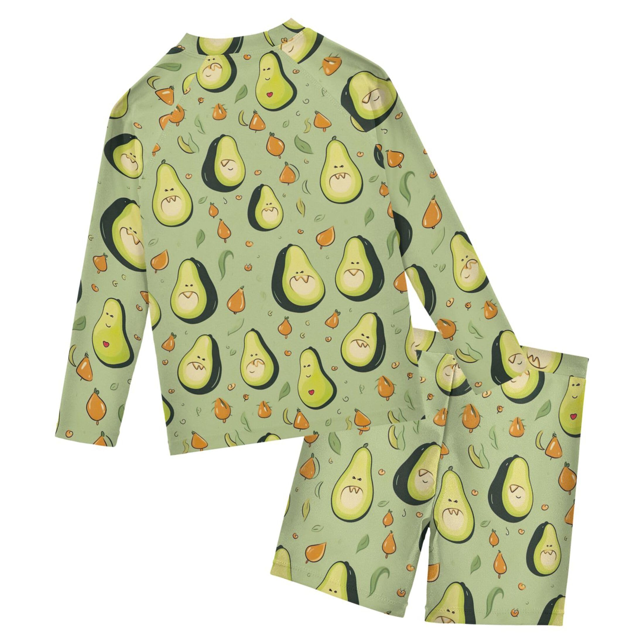 Avocado Fruit Baby Boys' Toddler Long Sleeved Rashguard Swim Bathing Suit Set B0403849