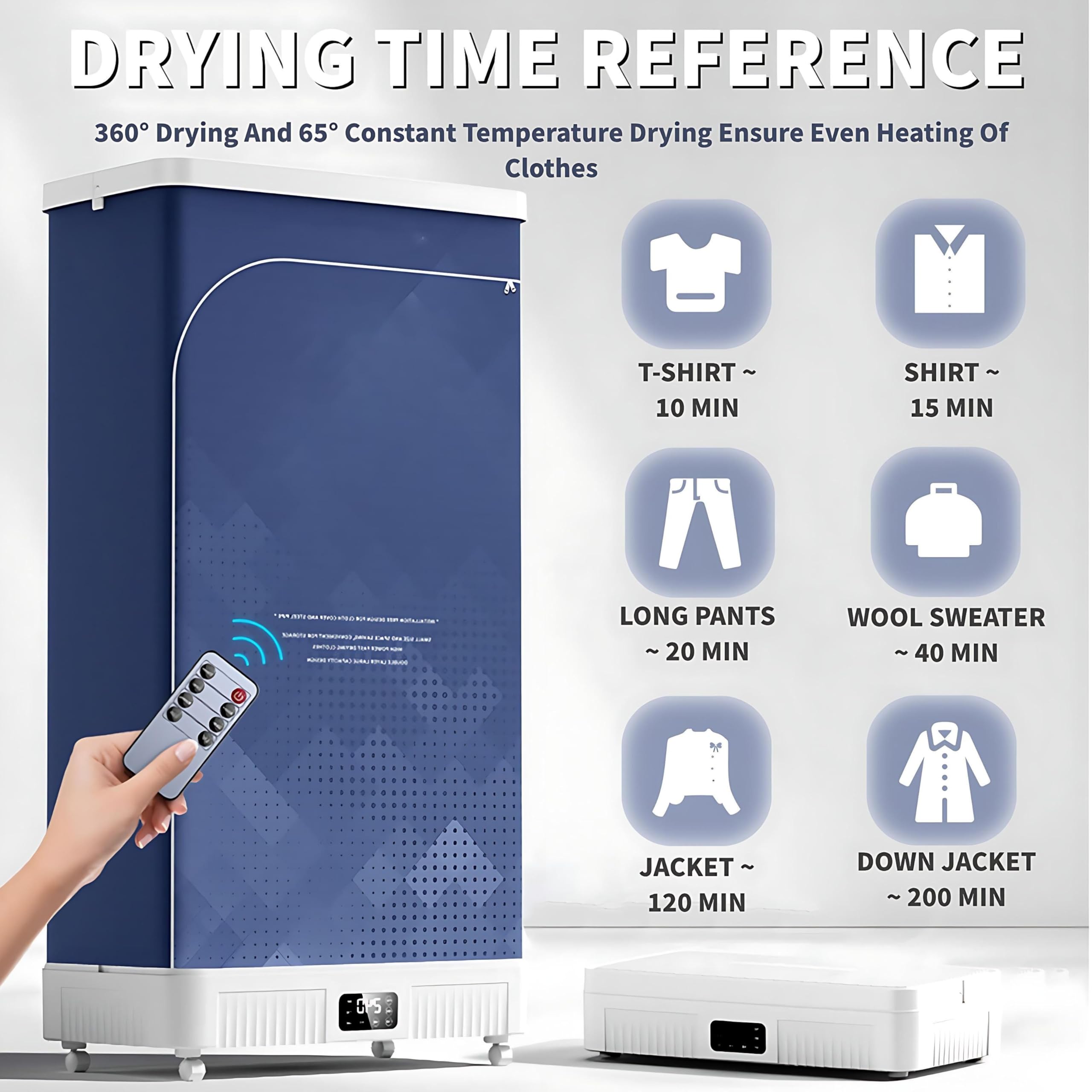 2000w Secadora De Ropa Portátil - Mini/Compacta,Automática, Inteligente, con Temporizador Ajustable, Apta para Ropa Y Tejidos, Secado Rápido