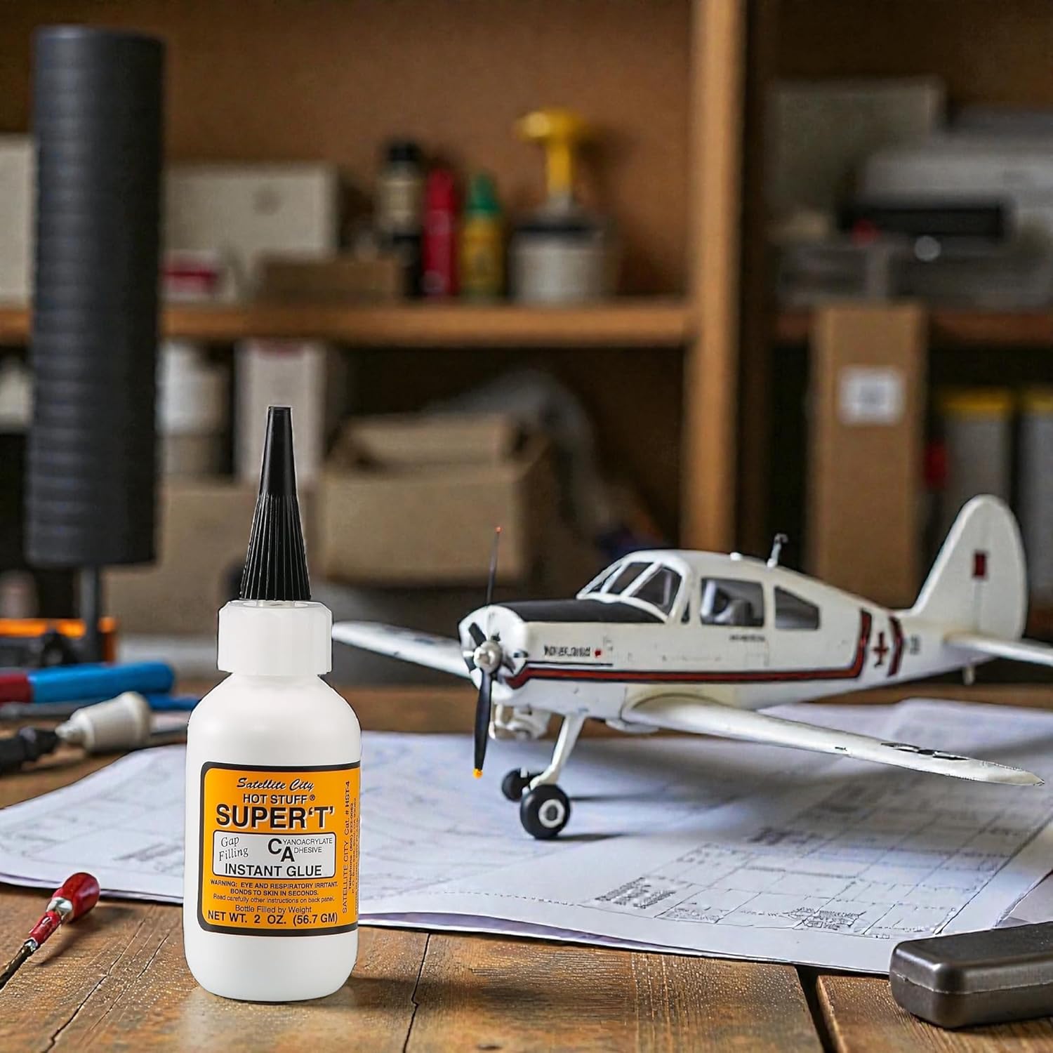 Satellite City Hot Stuff Super T Medium Instant CA Glue (2oz) & Pro Tips (12 Pieces)