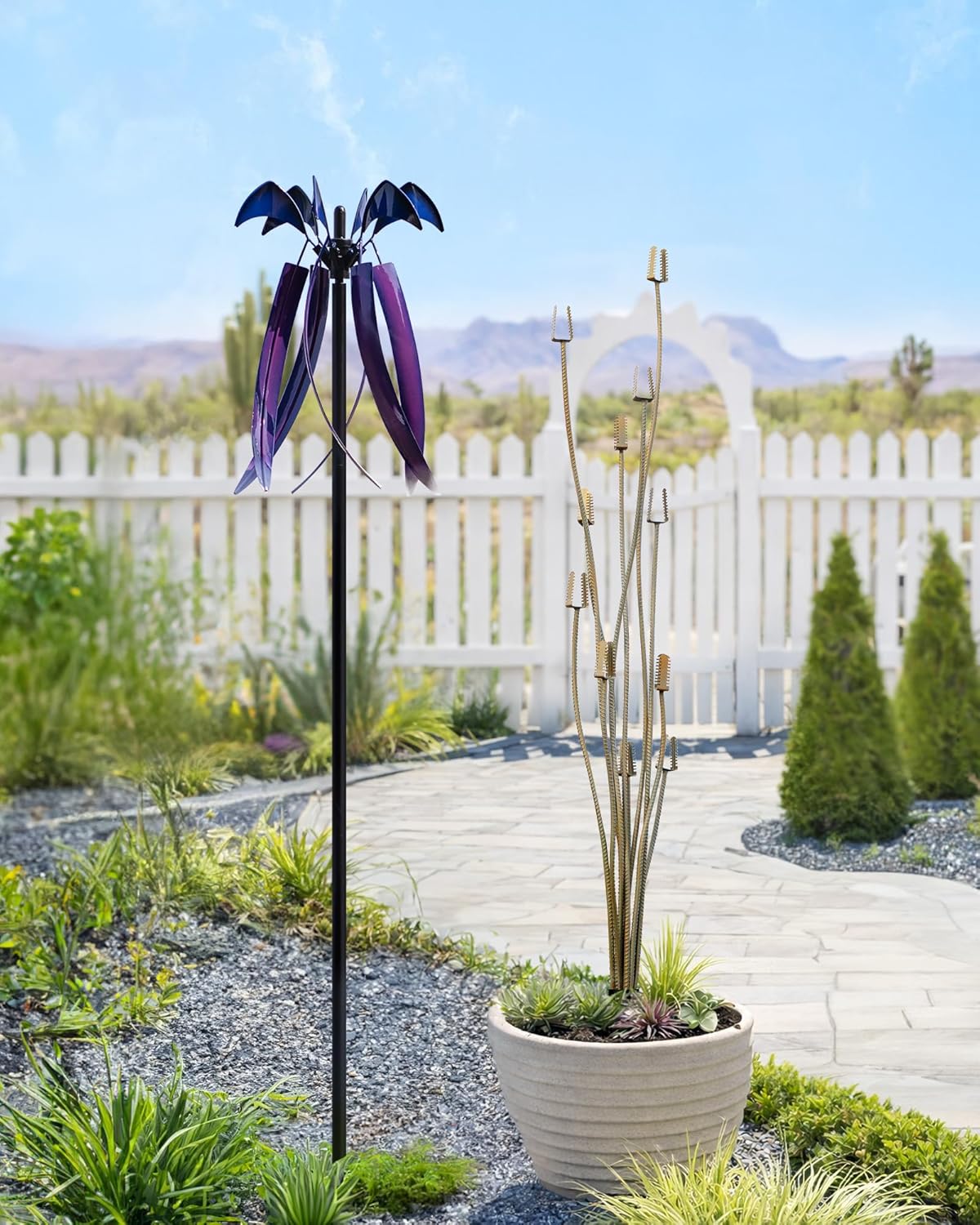 Metal Ocotillo Artificial Plants Outdoor & Wind Spinner Outdoor