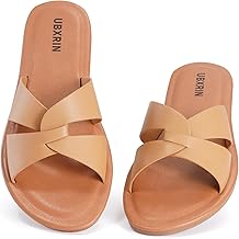 Womens Minimalist Memory Foam Comfortable Slide Sandals Summer Casual Soft Leather Flat Slippers