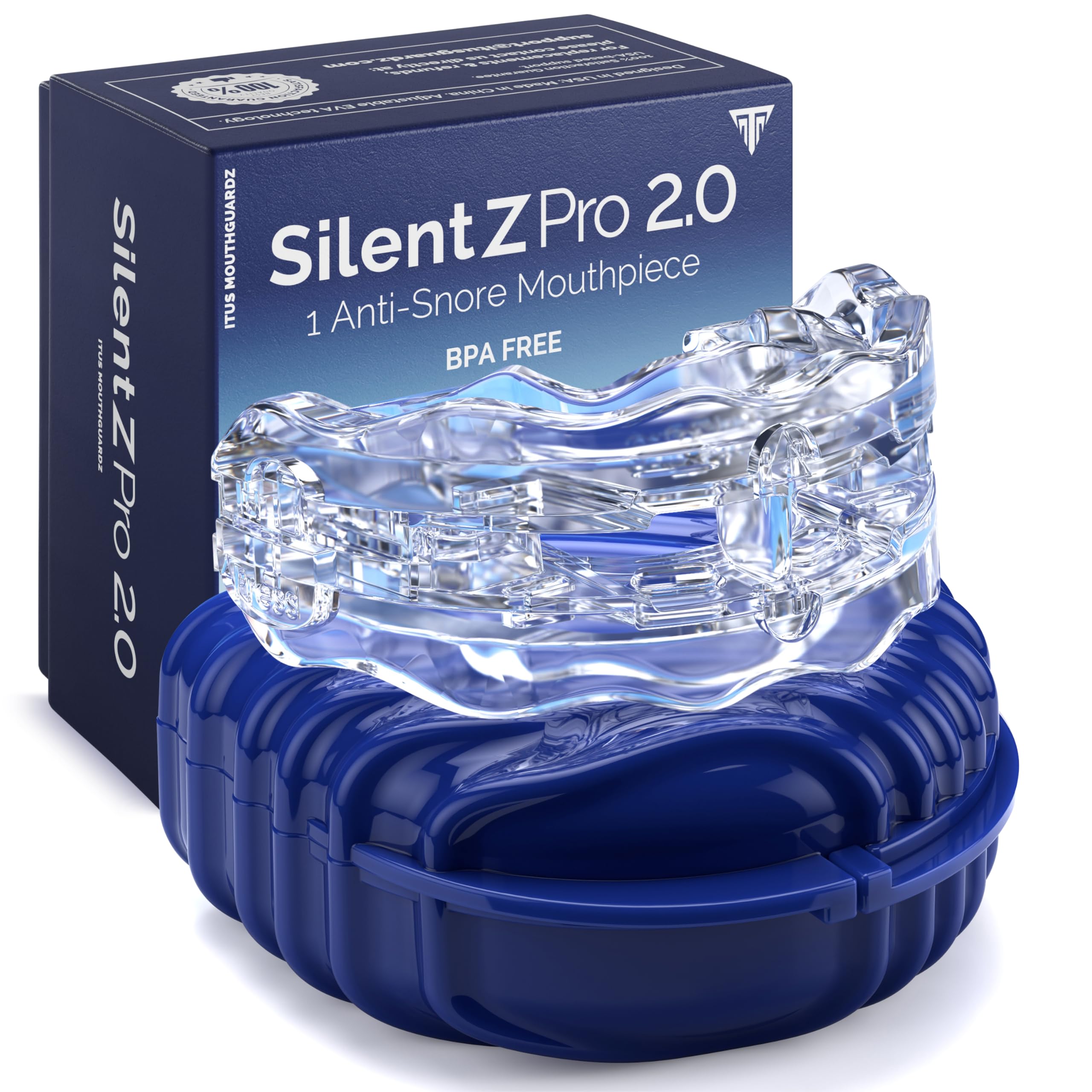 SilentZPro 2.0 - Anti Snoring Mouthpiece - Fully Adjustable Mouth Guard for Snoring - Professional Patented Snore Mouth Guard, Snoring Mouth Guard & Grinding Solution Mouthpiece