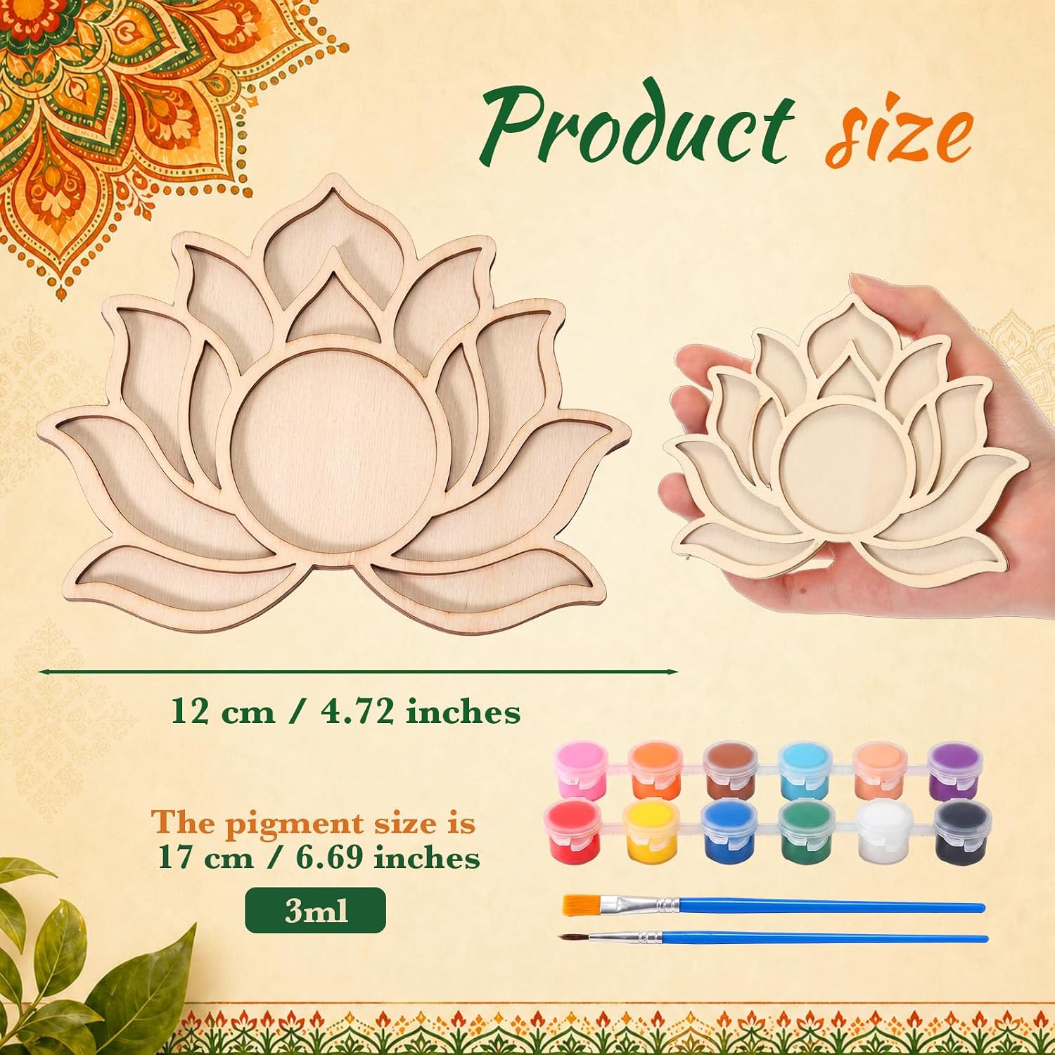 DoubleFill 20 Set Diwali DIY Painting Tea Light Holder Craft Kit, Lotus image 2