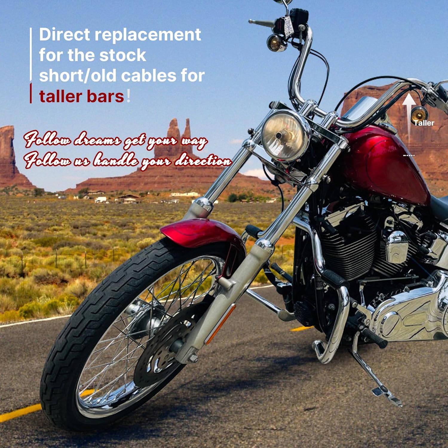 12" Dyna & Softail Handlebar Extended Cables Kit for 2007-2011 Harley Dyna & Softail Some Bikes(Black)