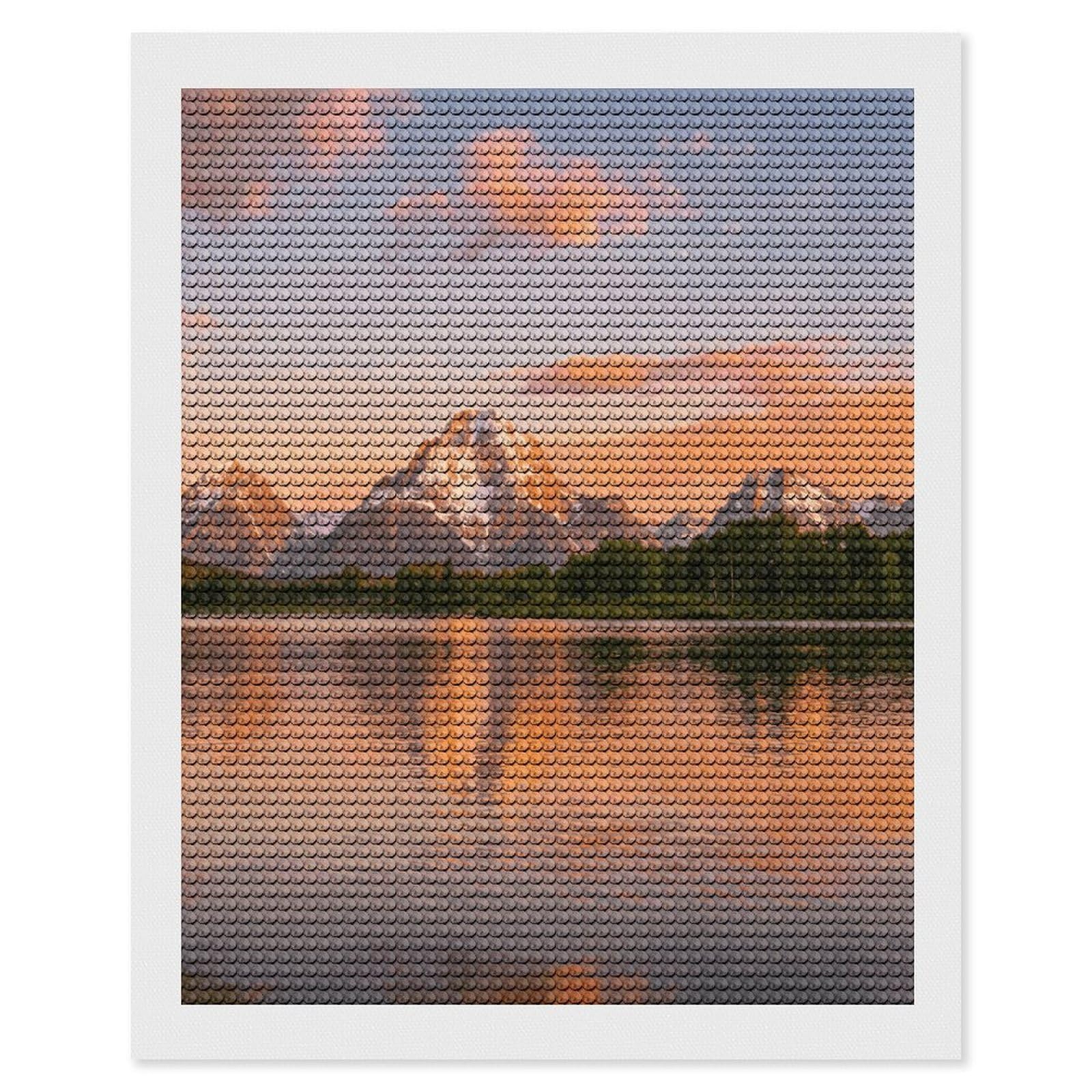 FekiLoot Landscape Paint by Numbers Kit for Adults Beginner DIY Diamond Dots Paintings Round Full Drill Diamond Art Kits Picture Diamond Art Painting Kits for Home Decor 16"x20"
