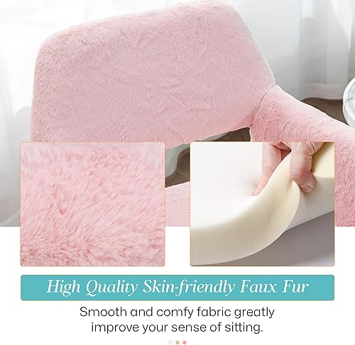 Miniatura 8 de Silla de comedor de piel sintética para oficina en casa, silla de tocador de maquillaje esponjosa, cómoda silla de acento con patas de metal de