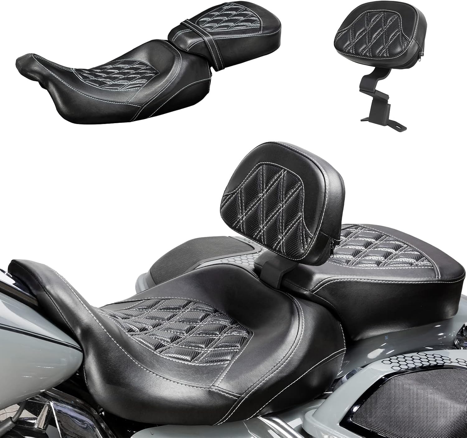 LowProfile Seats Rider Passenger Pillion Leather Seat with Front