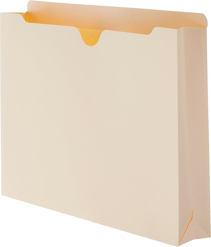 Amazon Basics Fundas para archivos reforzadas, tamaño carta, lengüeta de corte recto, expansión de 2 pulgadas, Manila, paquete de 50