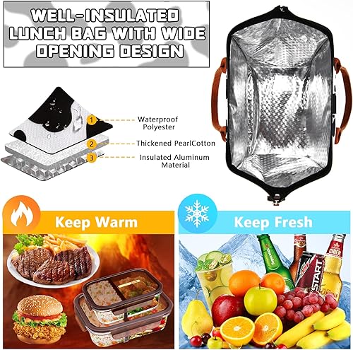 Miniatura 10 de LOKASS - Lonchera térmica con apertura amplia, gran capacidad para bebidas y snacks, organizador de nailon durable y térmico con correa de hombro