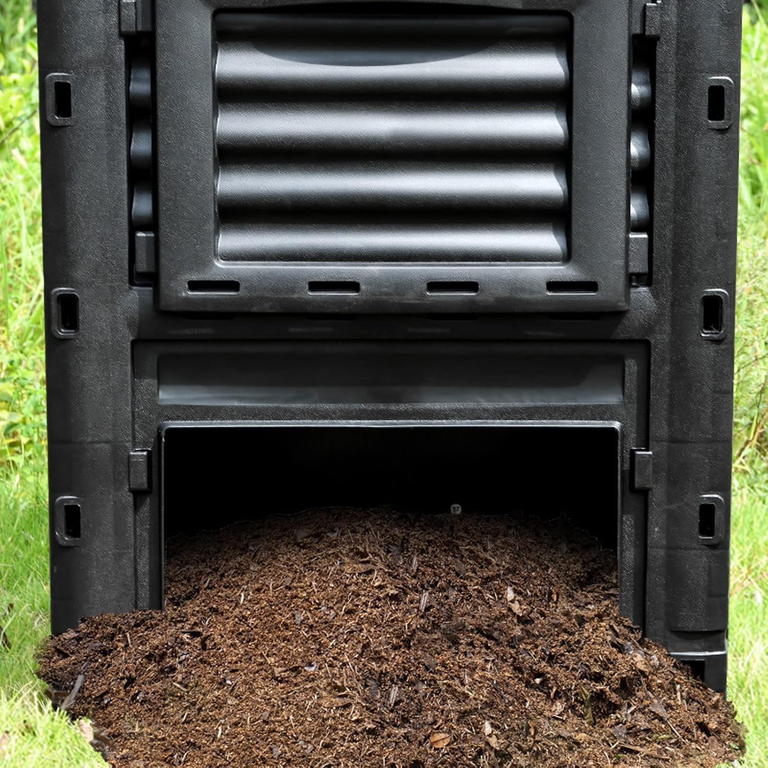 Electric Compost Bin Outdoor Compost Bin 119 Gallon (450L) Large Capacity, Garden Composter PP Material,Composting Box with Many Vents, Create Fertile Soil Fast, Easy Assembly Composter