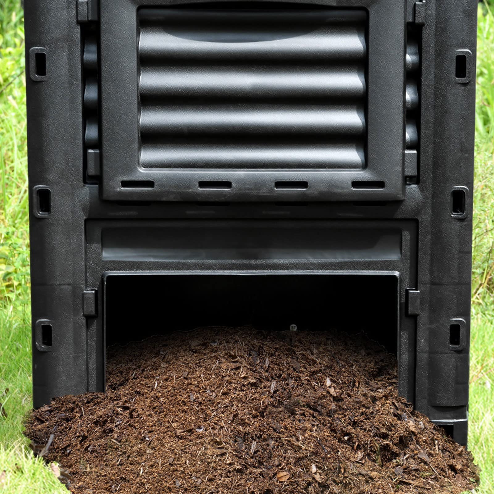 Compostador Jardín Contenedor de compostaje for exteriores de 119 galones (450L) de gran capacidad, material de PP for compostador de jardín, caja de compostaje con muchas ventilaciones, crea suelo fé
