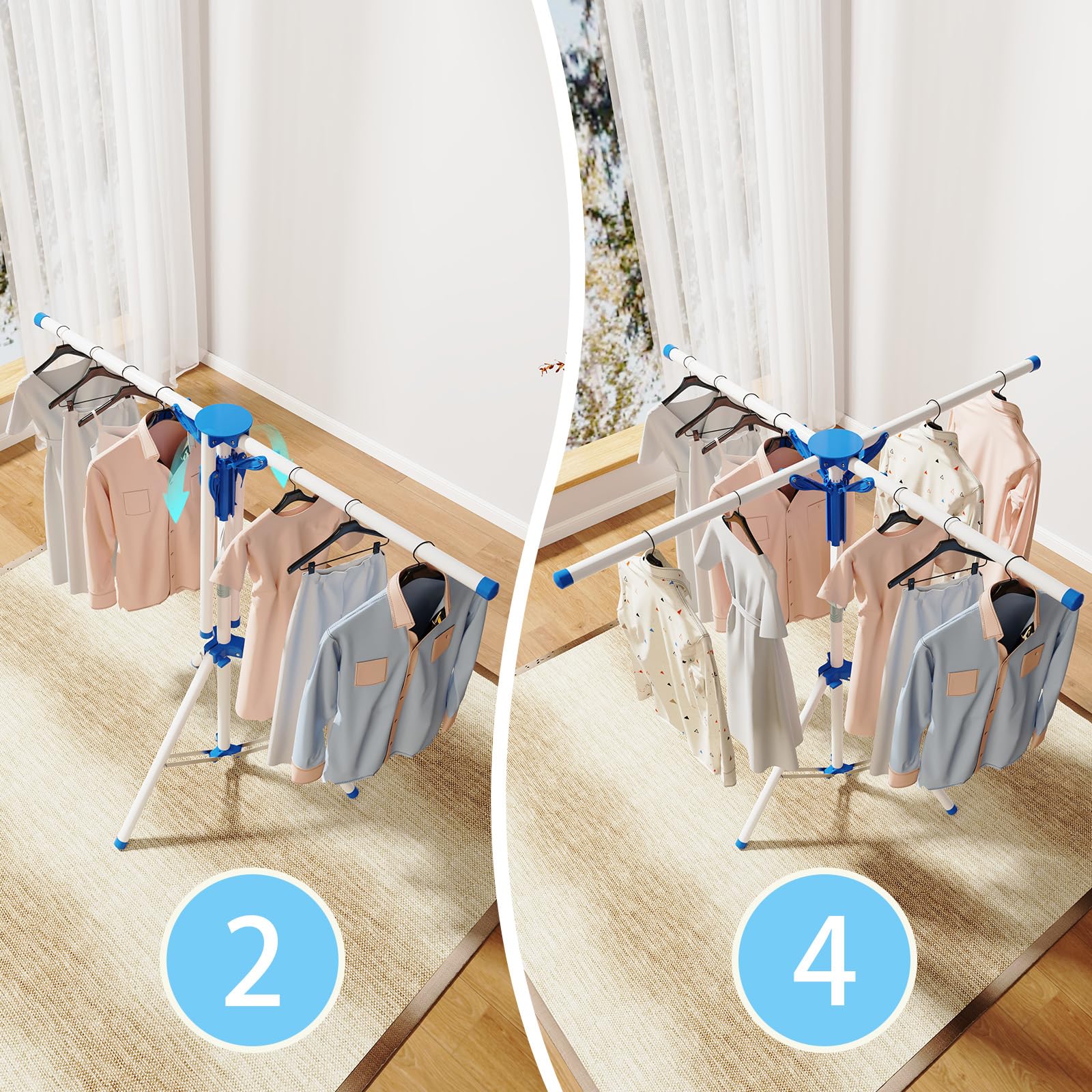 Tendedero Plegable Extensible 110-180cm Tenderetes de Ropa Vertical Exterior Interior Camping Balcon Tenderetes de Ropa Plegables