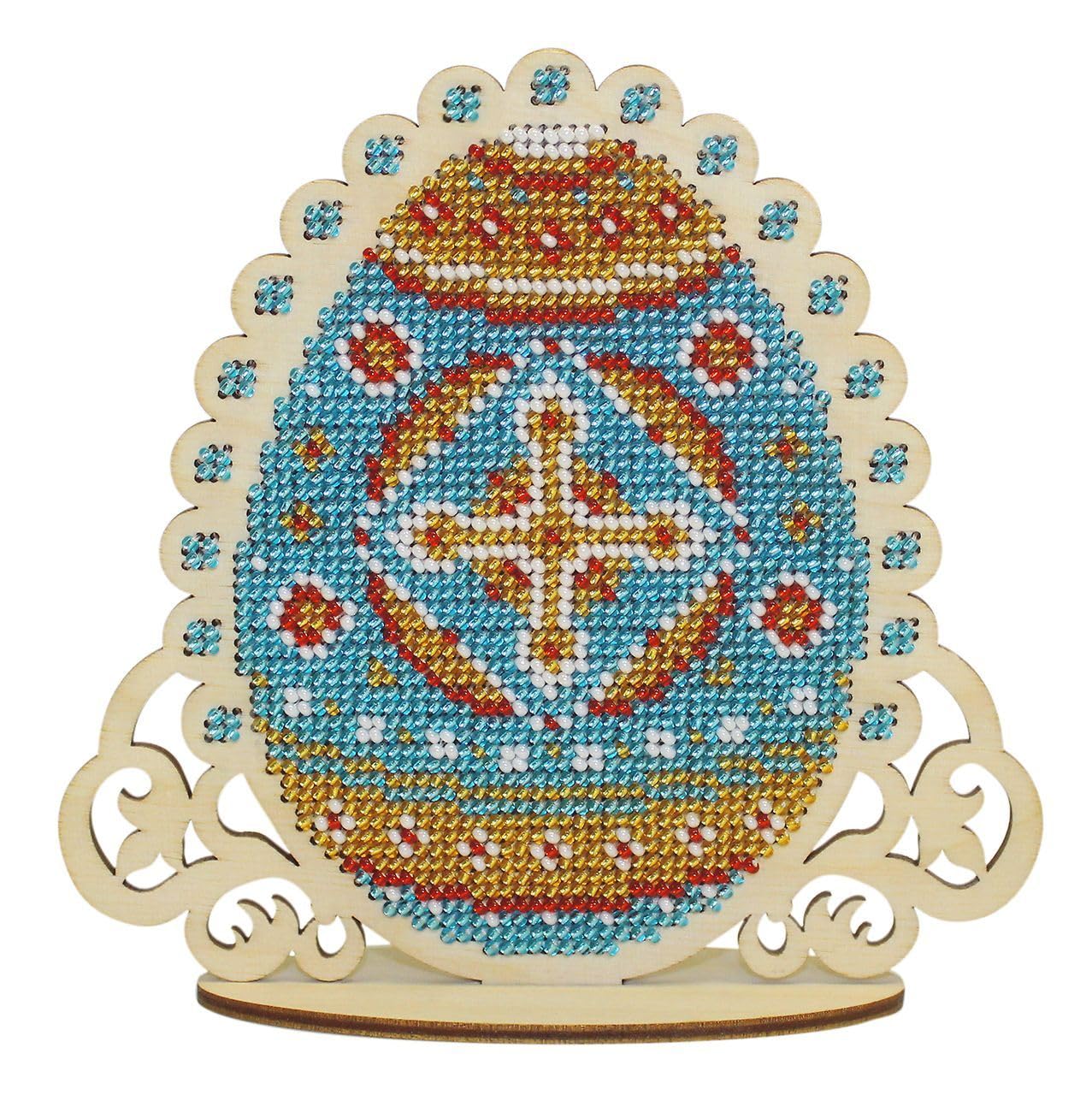 MP Studia Cross Stitch Embroidery Kits for Adults and Beginners Home Decor - Blue Easter Egg 13x14cm/5.12x5.51