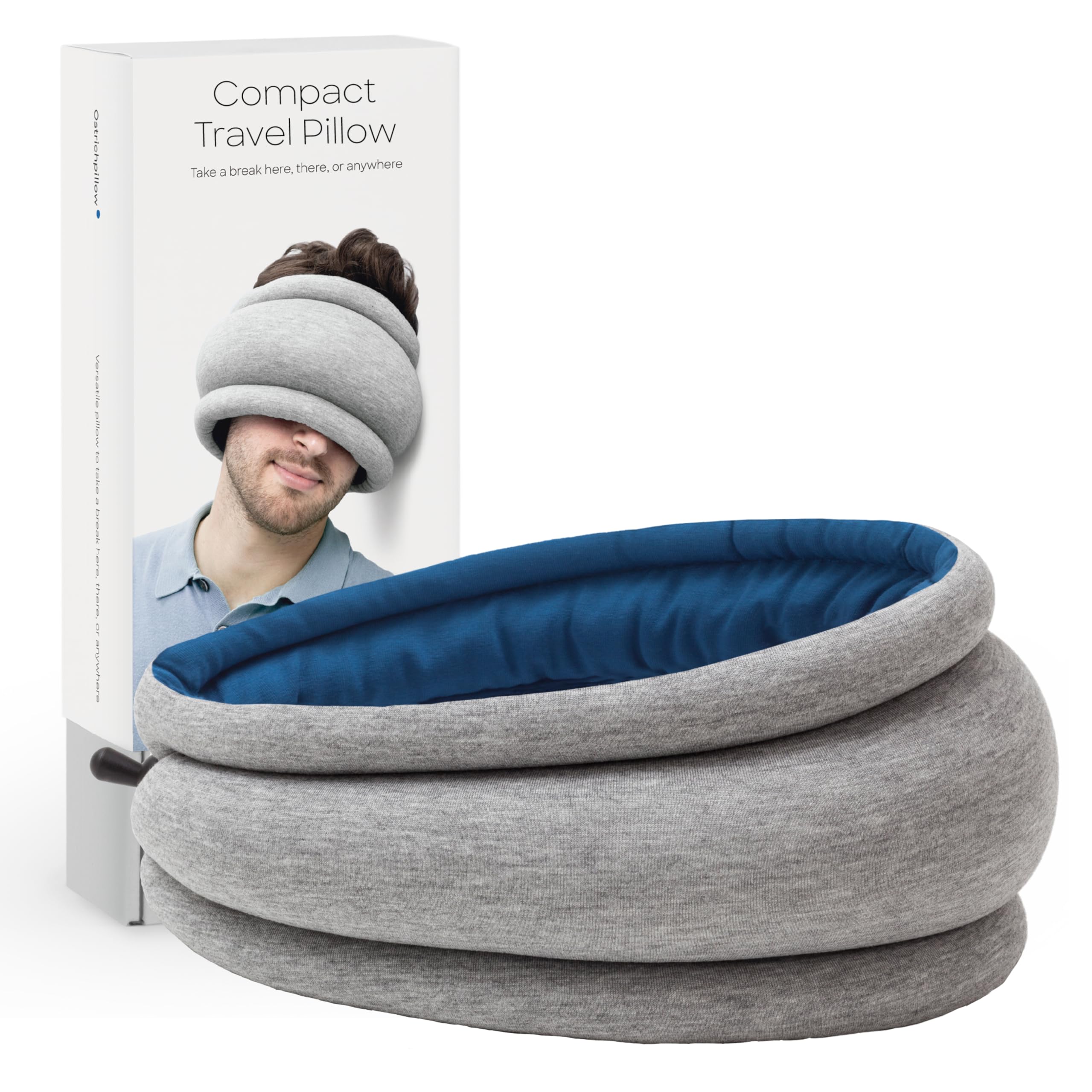 Ostrichpillow Light Commuting, Travel Pillow & Power Nap Pillow - Premium Comfort & Lightweight, Adjustable to Your Head, Small & Versatile, Reversible Design, Easy Cleaning
