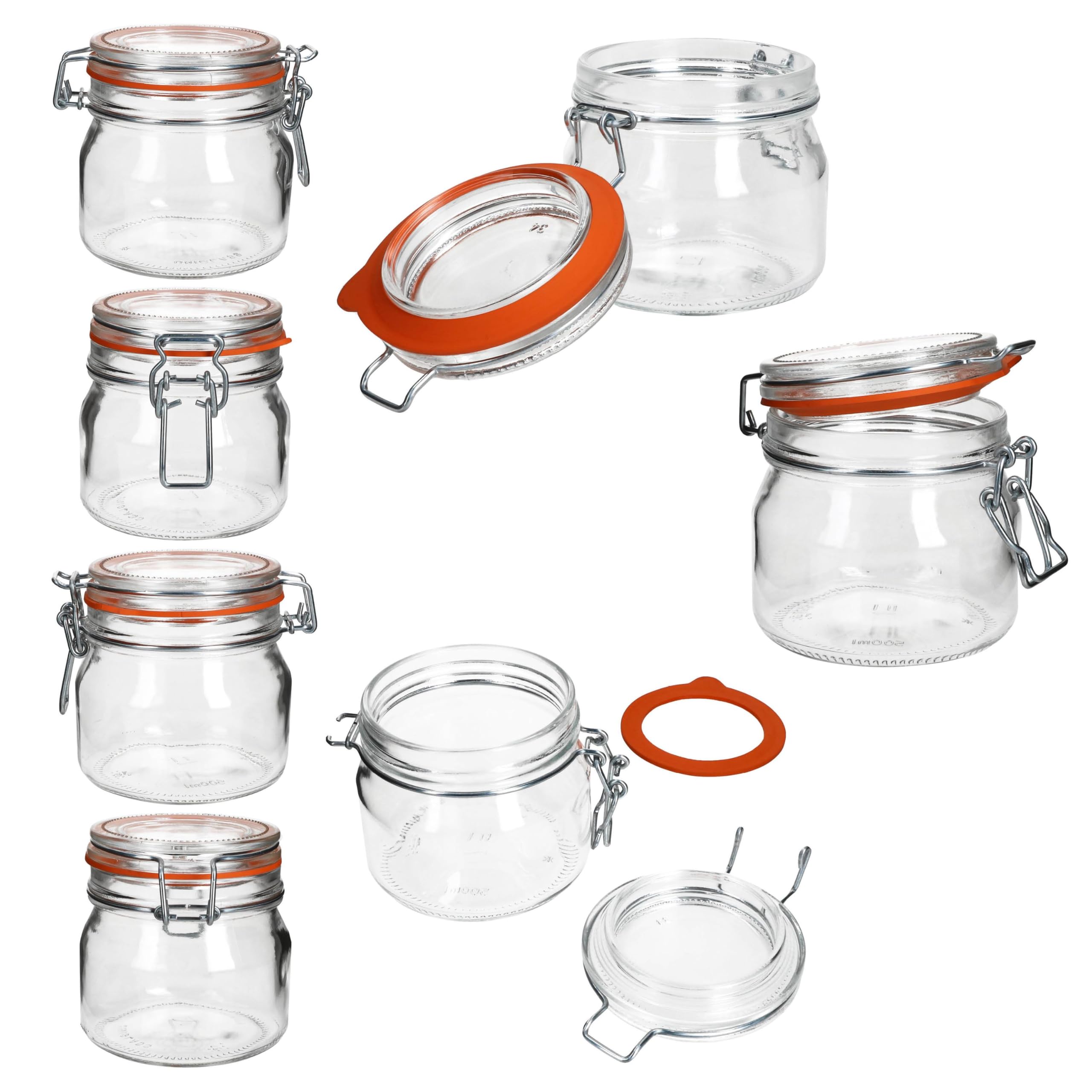MamboCat Odin - Set di 12 barattoli per conserve con chiusura a leva, 0,5 litri, con chiusura in filo metallico e anello di tenuta, per conserve, conserve e fermentazione, ermetici