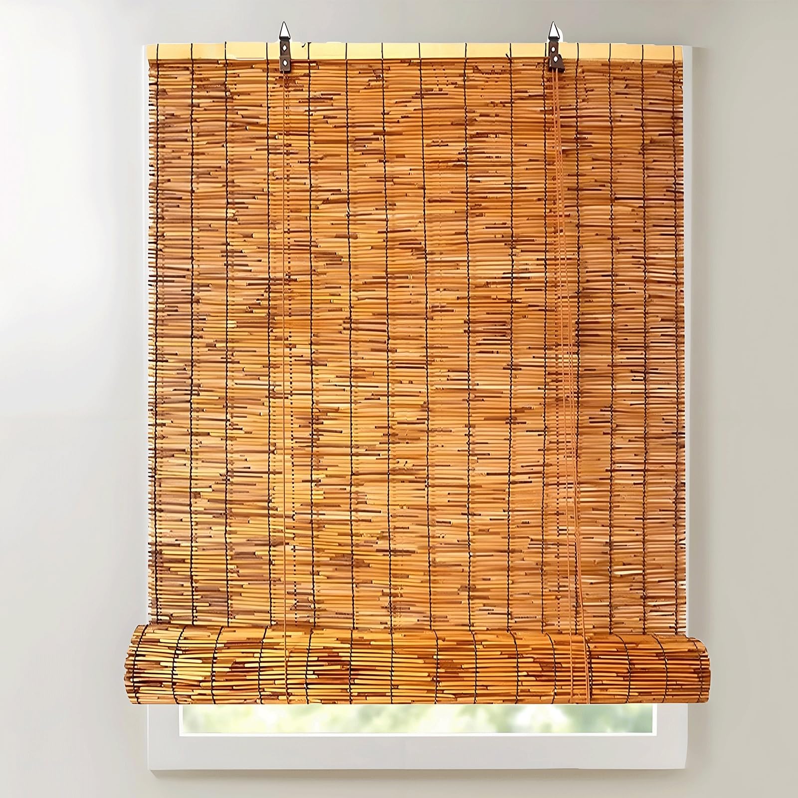 Store en roseau rideau marron 100x150 cm pour intimité extérieure