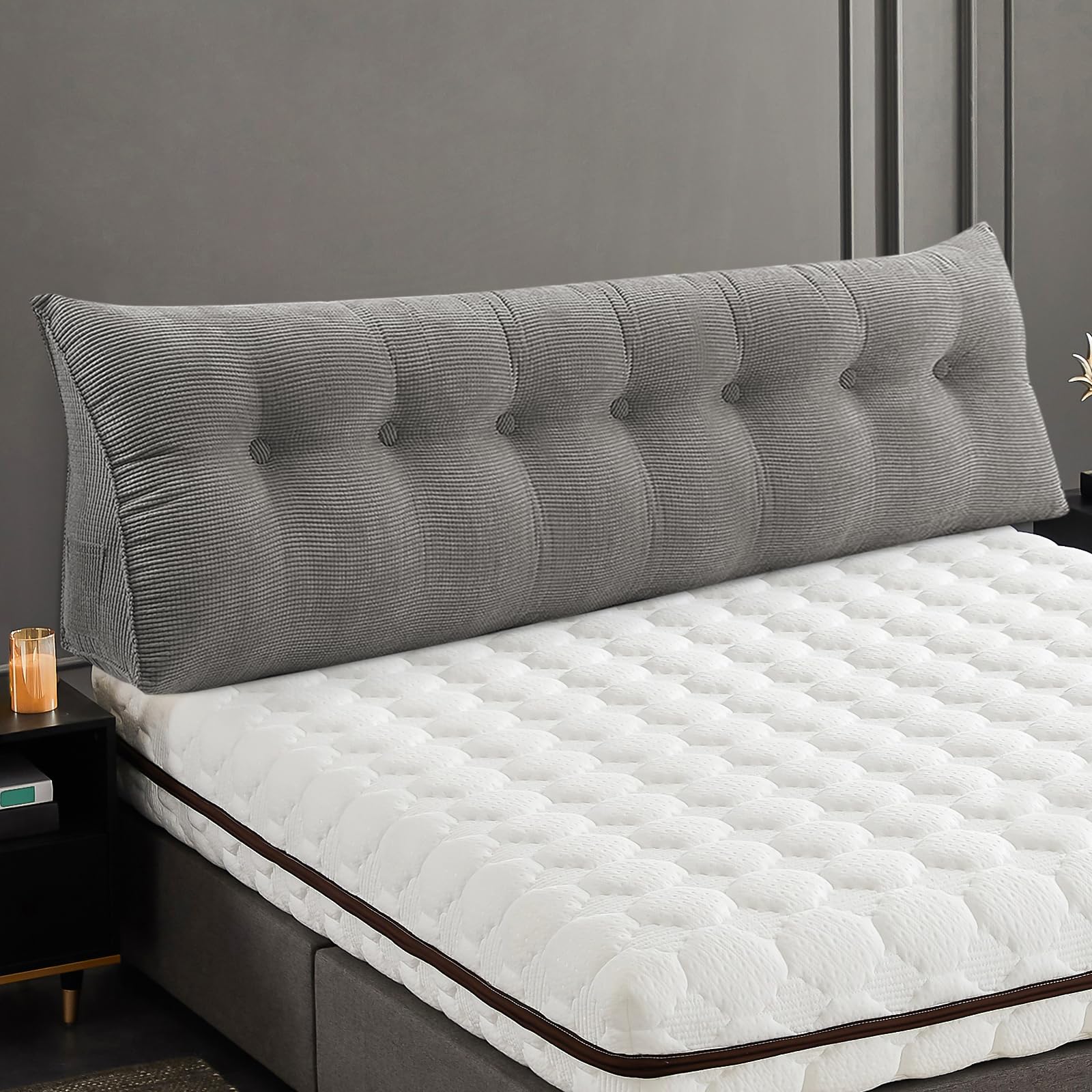 OHMG 200CM Coussin de Lecture pour Lit,Coussin Dossier Canapé, Coussin Compensé Triangulaire,Coussin Lombaire en Coin,Support De Positionnement,Doux et Confortable,Coussins de Dossier pour lit