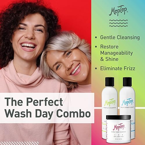 Vista 19 de MopTop Juego de champú y acondicionador ligero para cabello rizado, champú suave + acondicionador ligero, reduce el encrespamiento y restaura