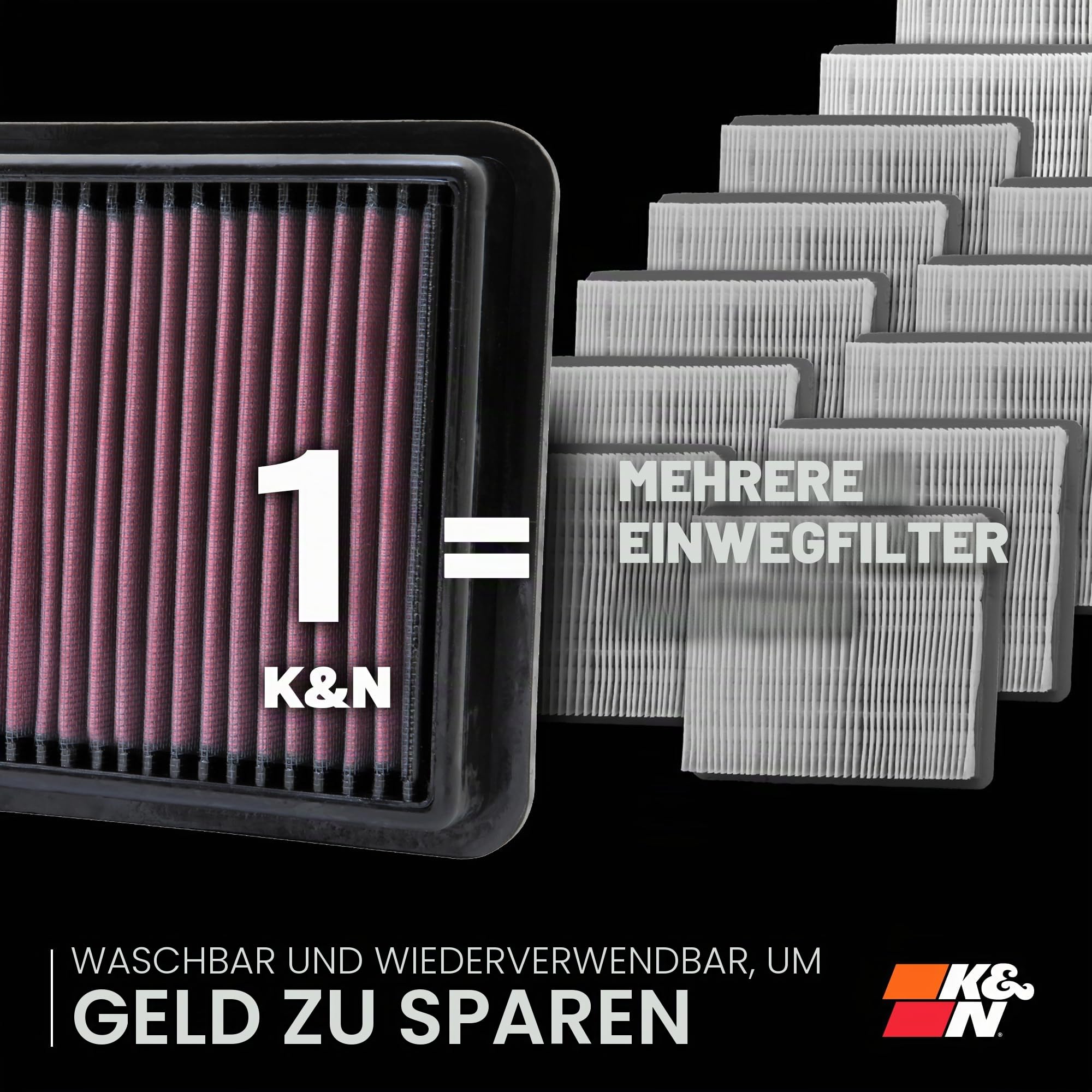 K&N Tauschluftfilter kompatibel mit Audi A4 (B9) 1.4 & 2.0 inkl. Allroad & Quattro / A5 2.0 F5 / Q5 / S4 249&252PS 2015- (E-0646)
