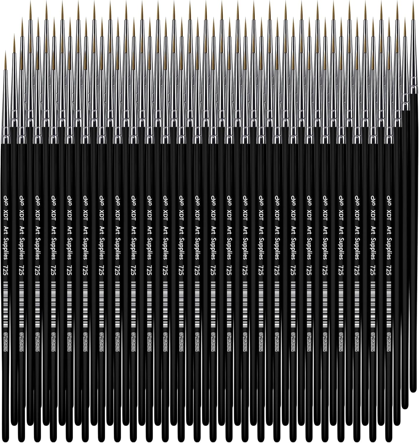 XDT#725 Fine Detail Artist Paint Brush 100 Piece Set Round Pointed Tip Paint Brush #00000 for Micro Painting, Nail Model Acrylic Oil Watercolor