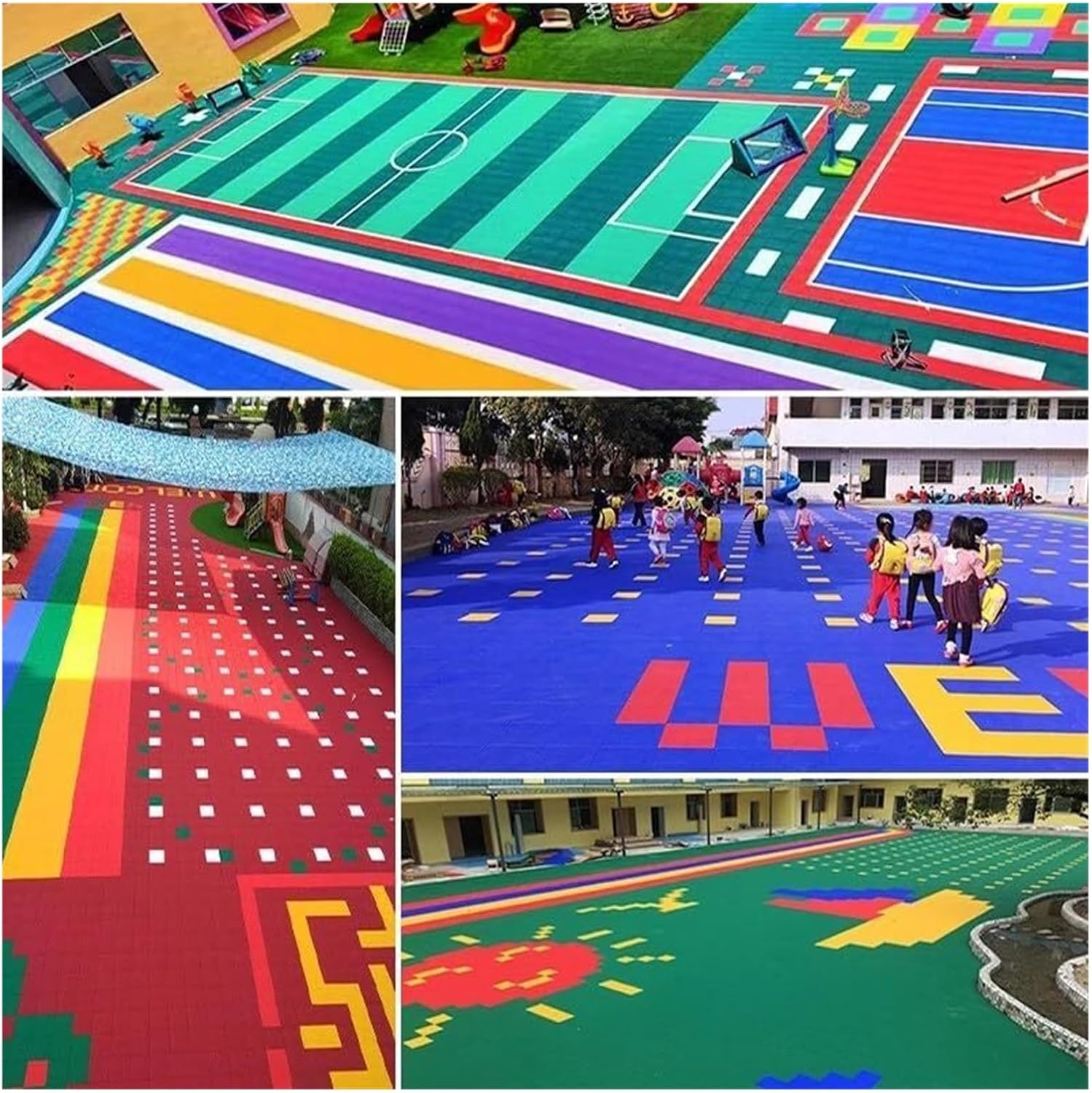 Outdoor Modular Interlocking Flooring, Modular Interlocking for Kindergarten, DIY Plastic Splicing Sports Floor mats for Indoor and Outdoor Sports venues, 9 Colors,Grey 1-16PCS