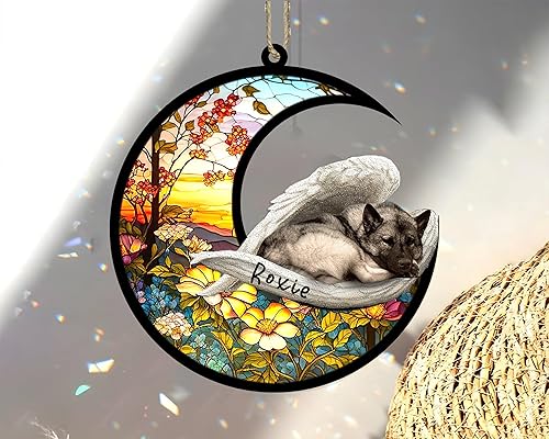 Miniatura 138 de Chow Chow Dog Memorial Suncatcher, adorno de Navidad Chow Chow con nombre, atrapador de pérdida de mascotas, regalos para los amantes de los perros